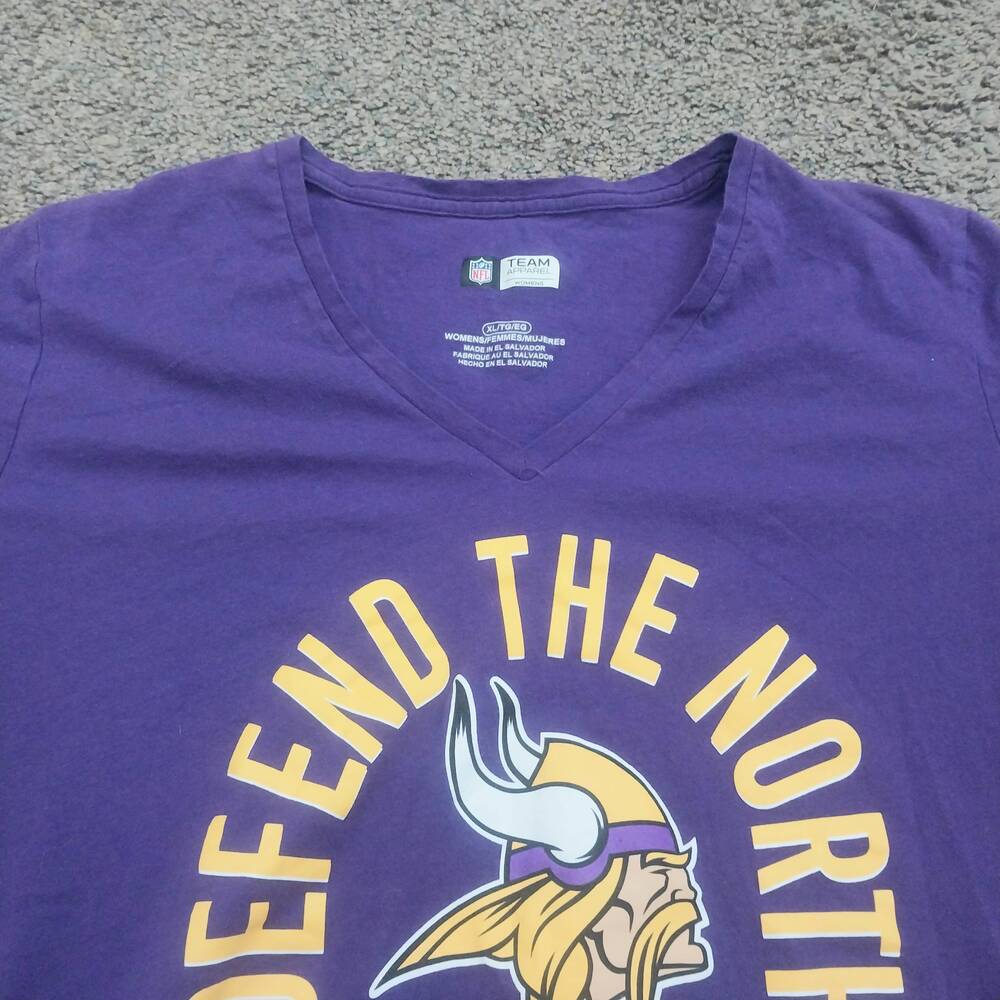 NFL Team Apparel T-shirt Womens Size Extra Large Purple V-neck Minnesota Vikings